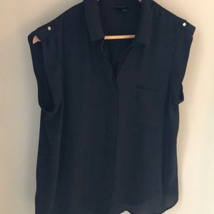 Rolled sleeve button down large black
